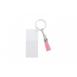 Acrylic  Keyring W/Pink Tassel (Rectangle, 7*3*0.4cm)(10/pack)